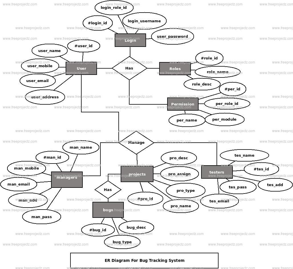 Bug Tracking System ER Diagram