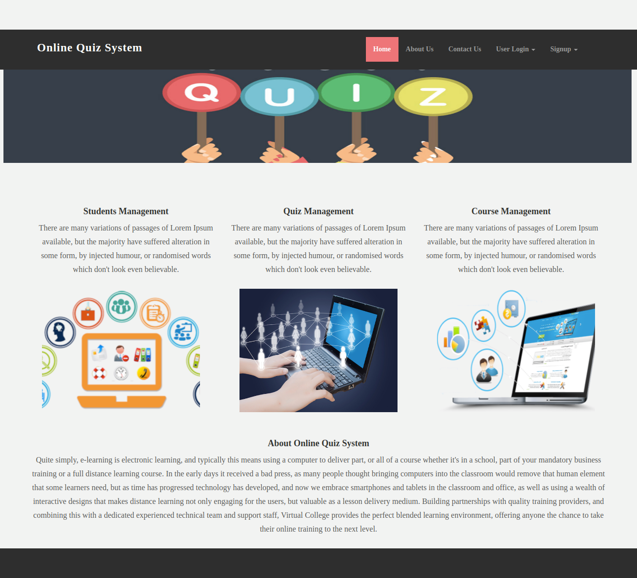 Online Quiz System DBMS PHP and MySQL Projects Major Project Source ...