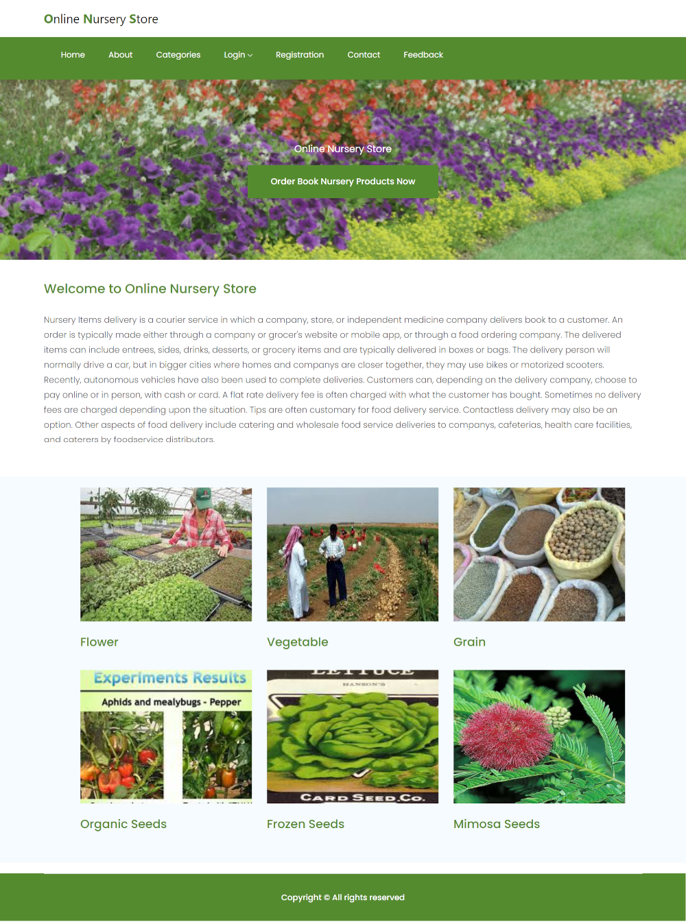 Online Nursery Store AngularJS MySQL Projects Free Source Code