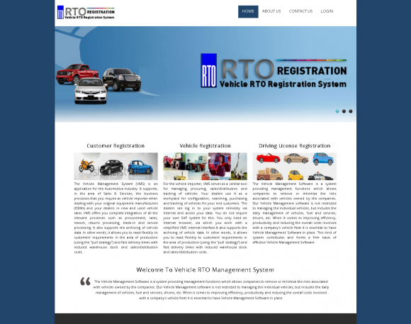 PHP and MySQL Project on RTO Vehicle Registration System PHP and MySQL Project on RTO Vehicle Registration System