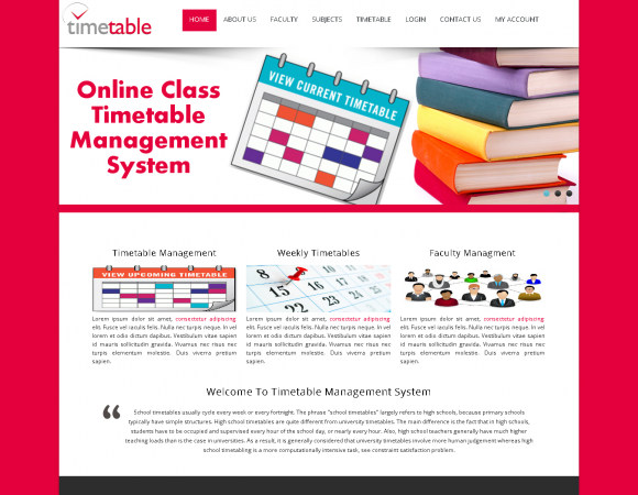 PHP and MySQL Project on Timetable Management System PHP and MySQL Project on Timetable Management System