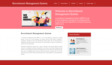 Python, Django and MySQL Project on Recruitment Management System