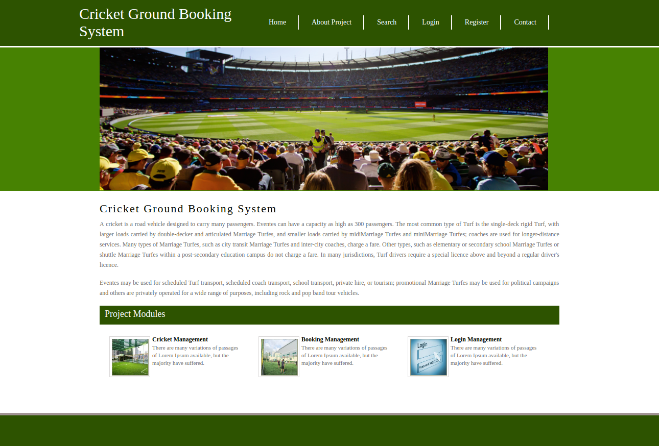 Cricket Ground Booking System DBMS Django and MySQL Mini Project Source